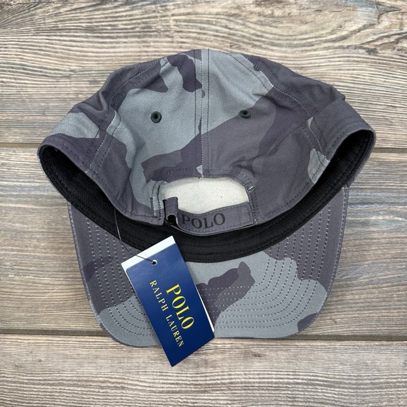 Polo Ralph Lauren Stretch Twill Camo Performance Ball Cap Hat Black Gray NWT B - Picture 7 of 7